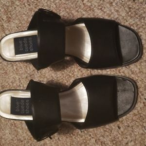 Blue suede shoes heels